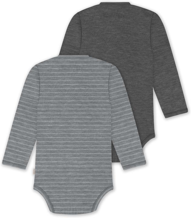Actual product image Normani 2-pack organic long-sleeved merino wool baby bodysuit for boy and girl - 9353 (62)