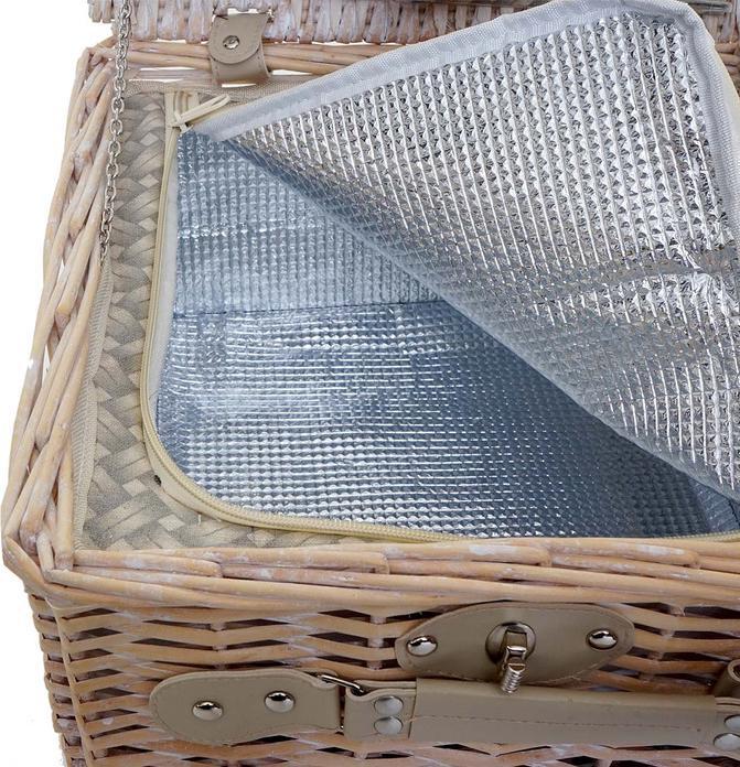 Actual product image Swisshandel24 Picnic basket set for 4 people, picnic bag + cooler compartment, porcelain glass stainless steel