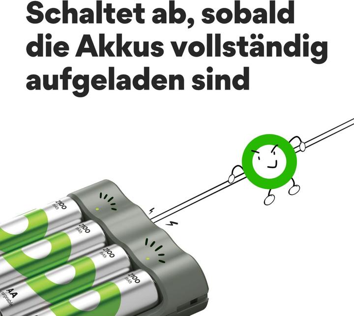 Produktbild GP Batteries Aktion Gratis Ladegerät" USB-Modell Ladegerät GP B441 inkl. 4x AA- (4 Stk., AA, 2100 mAh, Ladegerät inkl. Akku)