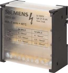 Produktbild Siemens Verteilerblock 80A 4P 500V 1x6-16mm2 + 8x4-10mm2 DIN 5ST2501