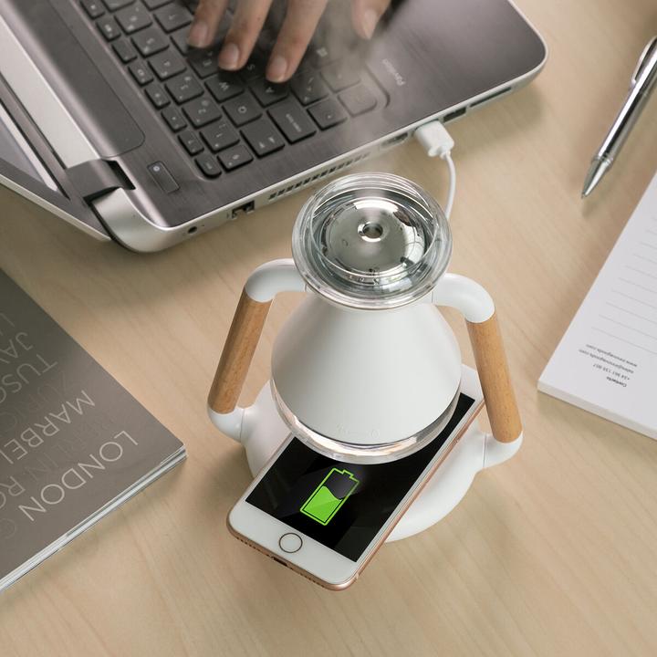 Produktbild InnovaGoods Luftbefeuchter, Aroma Diffuser und kabelloses Ladegerät, 3-in-1 Misvolt (230 ml)