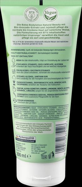 Produktbild dm Balea Natural Beauty Bodylotion Bio Avocado-Extrakt & Jojoba Öl