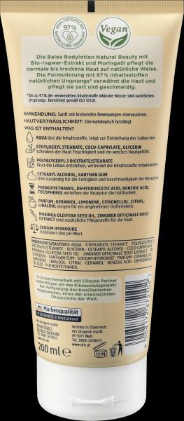 Produktbild dm Balea Natural Beauty Bodylotion Bio Ingwer Extrakt & Moringa Öl