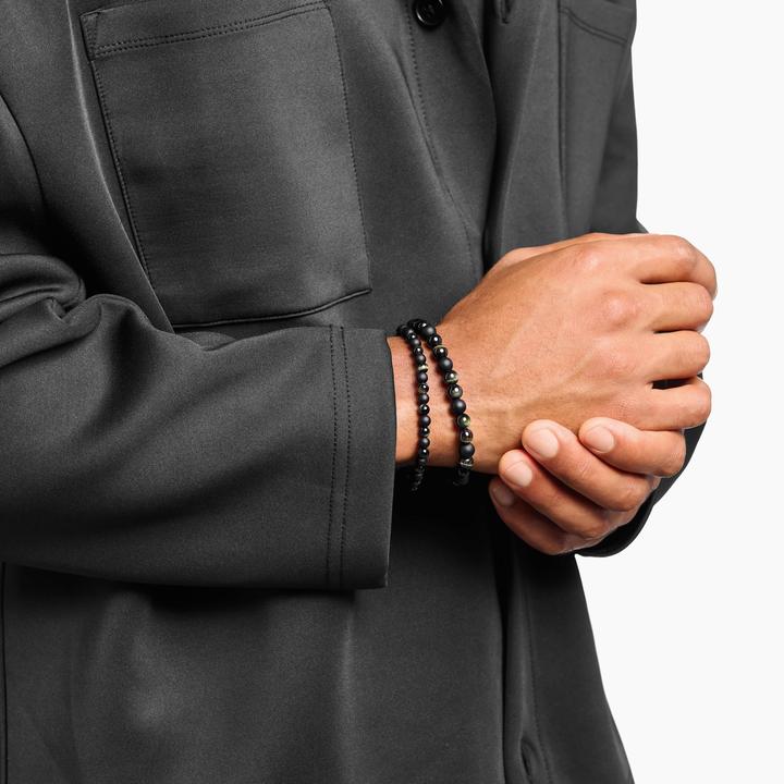 Actual product image Thomas Sabo Talisman bracelet with obsidian and tiger's eye (17 cm, Blackened, Recycled 925 silver)