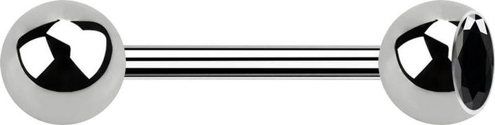 Immagine prodotto Star Piercing Barbell silver con sfera e cristallo nero (senza ottone, Titanio G23)