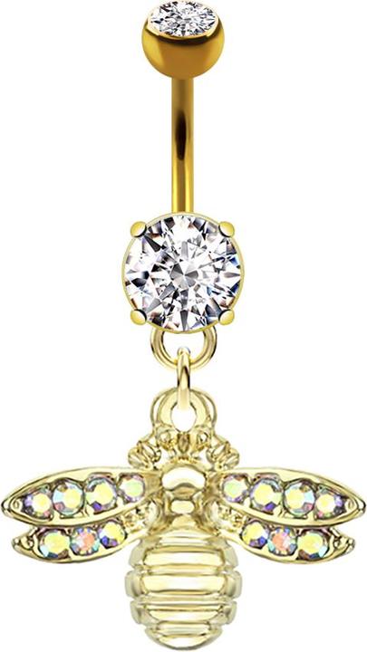 Actual product image Star Piercing Banana 14k gold-plated with bee pendant (Surgical steel 316L, Brass)