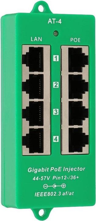 Actual product image Extralink ACTIVE POE INJECTOR 4 PORT GIGABIT 802.3AT/AF MODE A - - 4-Port Gigabit Ethernet (802.3af (PoE), 802.3at (PoE+))