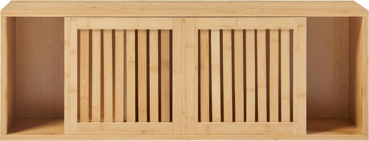Image du produit En.Casa Étagère murale Grums avec deux portes coulissantes 92,5x20x33cm Bambou