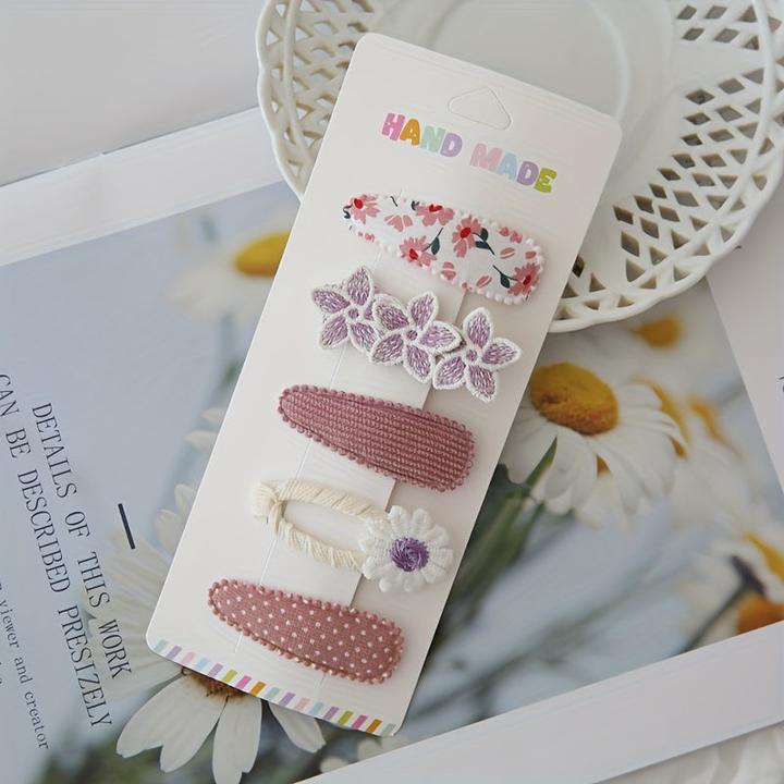 Activity Board 5-Pack gemischte Mode niedlichen Kinder Haarspangen Set, Floral Polyester BB Haarnadel Set für (5 Stk.)