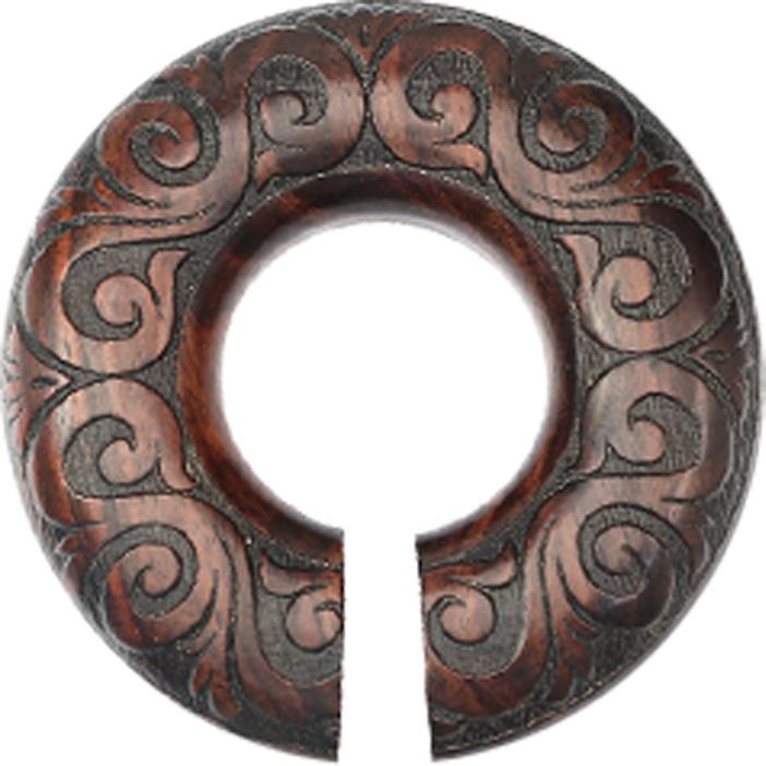 Produktbild Star Piercing Ohrgewicht Donut Mandala Welle aus Narra Holz (ohne Messing, Organisch)