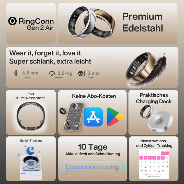 Produktbild RingConn Smart Ring Gen 2 Air (7, Gold)