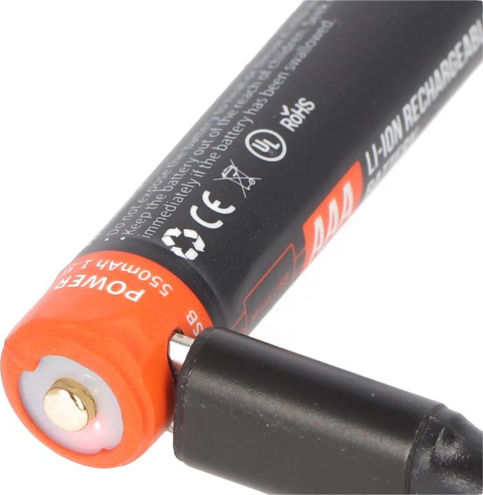 Image du produit AccuCell Pile ronde AAA, Li-ion, 1,5V, avec port de charge USB (1 pcs, AAA, 550 mAh, Chargeurs sans batterie)