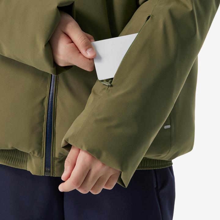 Actual product image Wedze Children's ski jacket padded warm waterproof - Piste 500 khaki (146)