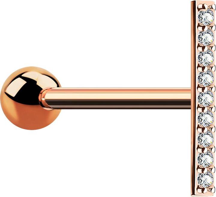 Produktbild Star Piercing Micro Barbell rosegold Balken mit Kristall (Chirurgenstahl 316L, Messing)