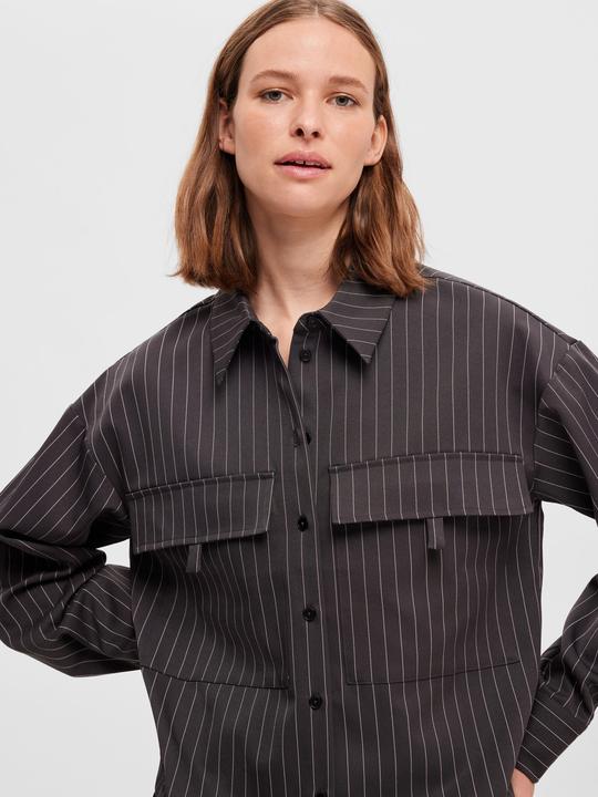 Actual product image Selected Femme Boxy Pinstripe Shirt (36)