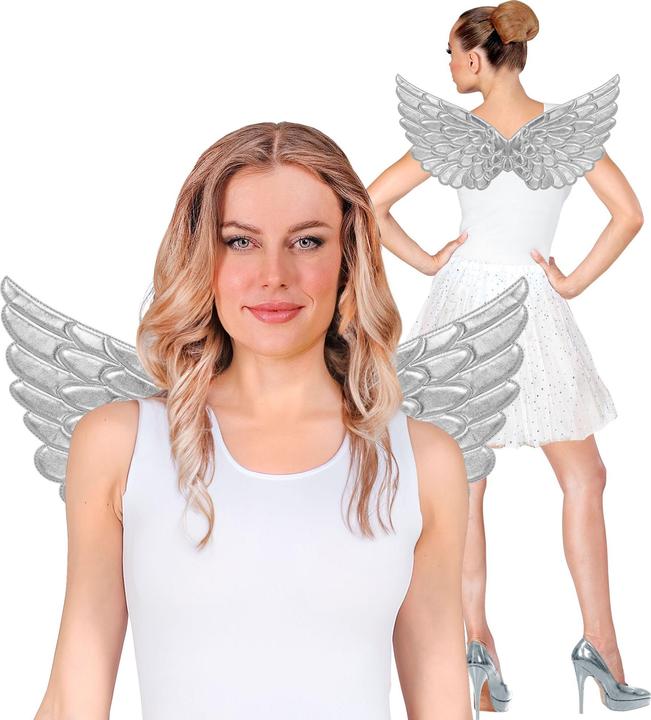 Image du produit Widmann Ailes d'ange argentées en plastique pour adultes 57x26cm