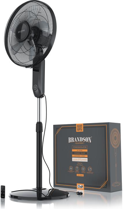 Produktbild Brandson Standventilator 45,5cm Ø, DC, leise, Fernbedienung, energiesparend, Oszillation, 25 Stufen, schwarz (60 dB)