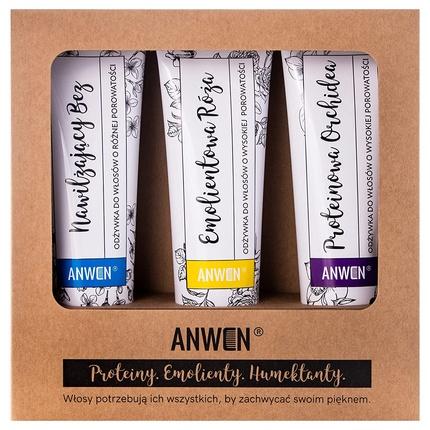 Image du produit ANWEN SET Odżywki do włosów o wysokiej porowatości Proteinowa Orchidea 100ml + Emolientowa Róża (Set soin capillaire)