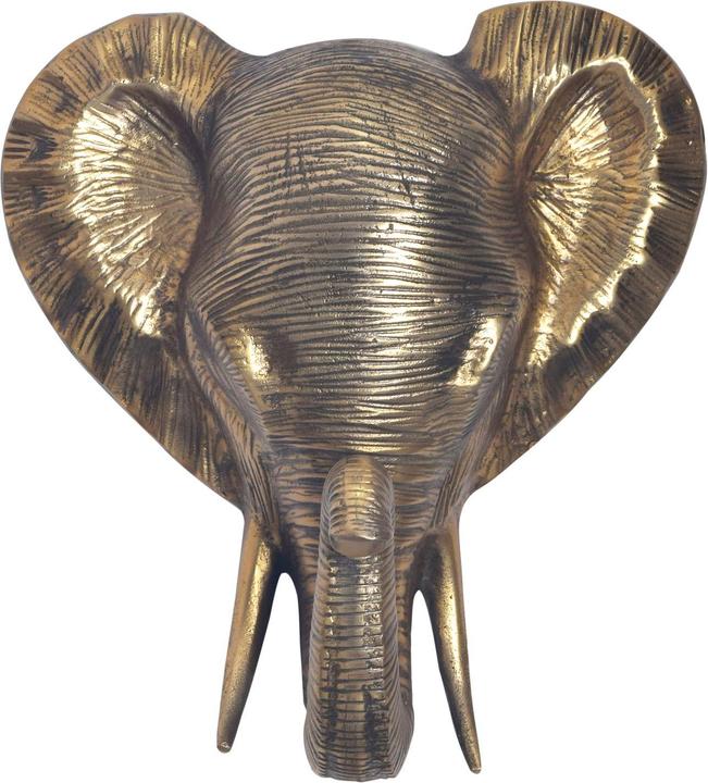 Produktbild FineBuy Wanddeko Wohndeko Elefant 41 cm Aluminium Gold Afrika Dekoration Modern