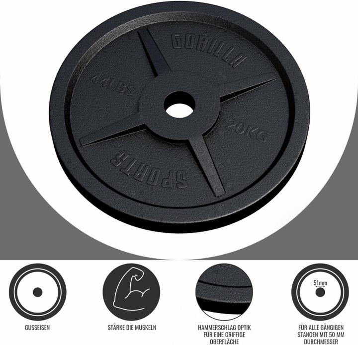 Actual product image Gorilla Sports Weight plate 50/51mm 20 kg (1 x 20 kg)