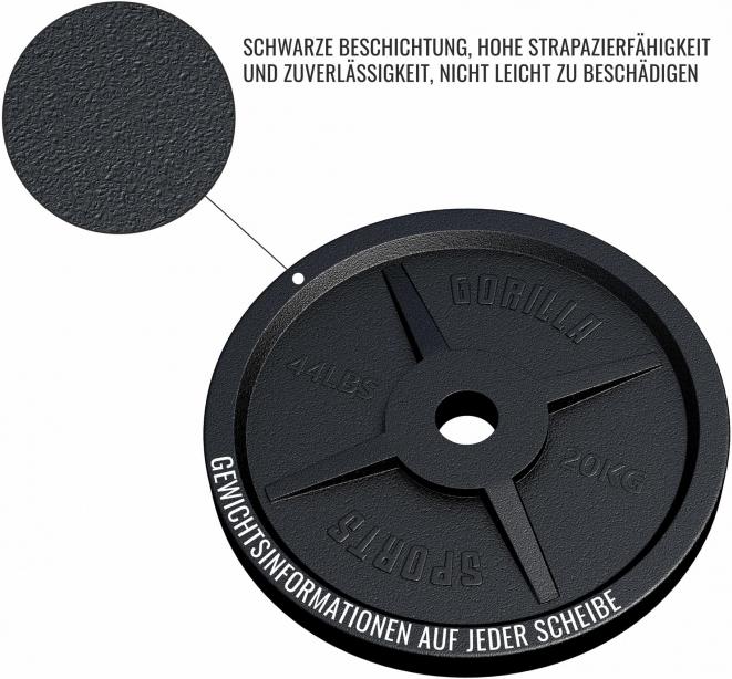 Actual product image Gorilla Sports Weight plate 50/51mm 20 kg (1 x 20 kg)