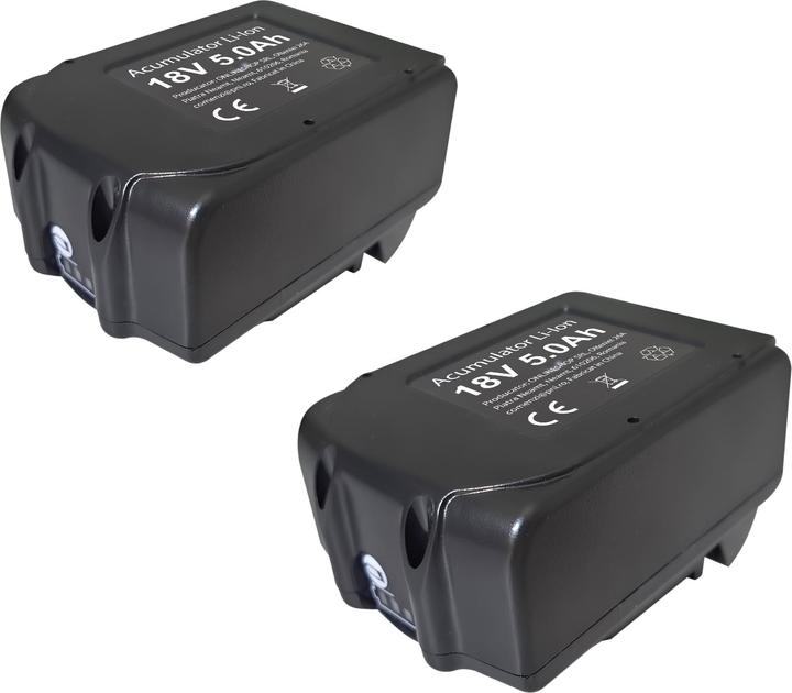Actual product image PNI DCH218 dual battery charger with two USB ports, including 2 18 V 5 Ah batteries