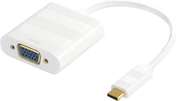 Produktbild Deltaco USBC-VGA1 video cable adapter USB Type-C VGA (D-Sub) White (VGA, USB Typ-C, 10 cm)