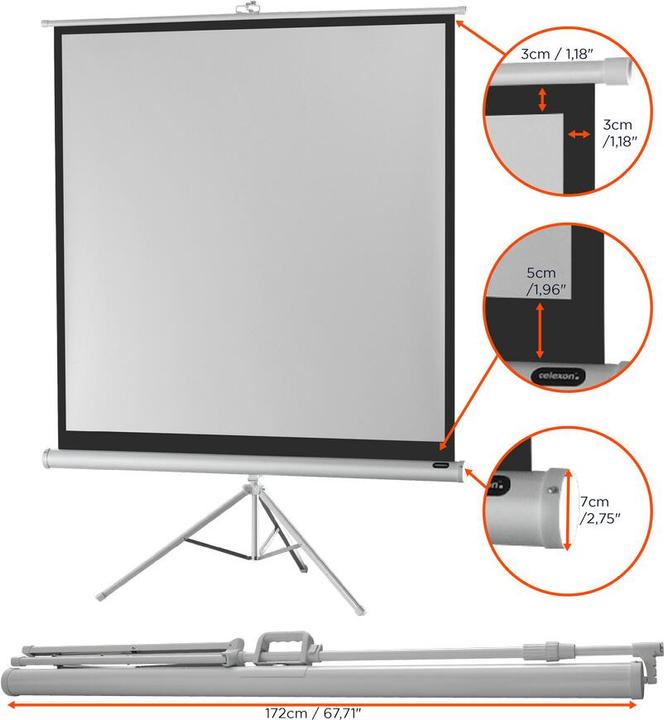 Actual product image Celexon Economy tripod screen - Projection screen with tripod - 223 cm (88") (87.80", 1:1)