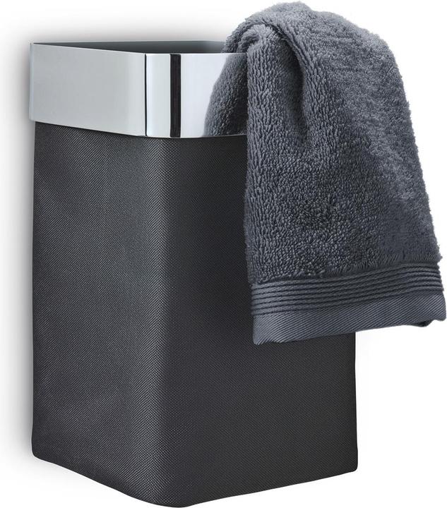 Produktbild Blomus NEXIO- Gästehandtuchkorb aus poliertem Edelstahl und Baumwoll-Stofftasche, Anthrazit, Beutel