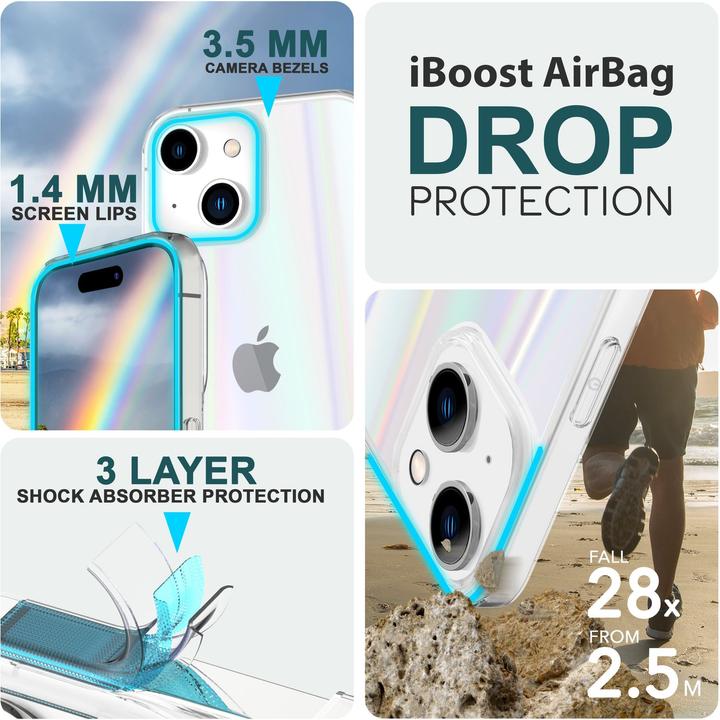 Actual product image Nalia Clear tempered glass cover rainbow effect (Apple iPhone 15 Plus)