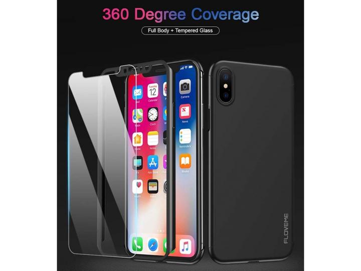 Immagine prodotto Floveme Custodia in vetro antiproiettile a 360 gradi per iPhone XS, protezione a 360 gradi (1 Pezzo/i, Apple iPhone XS)