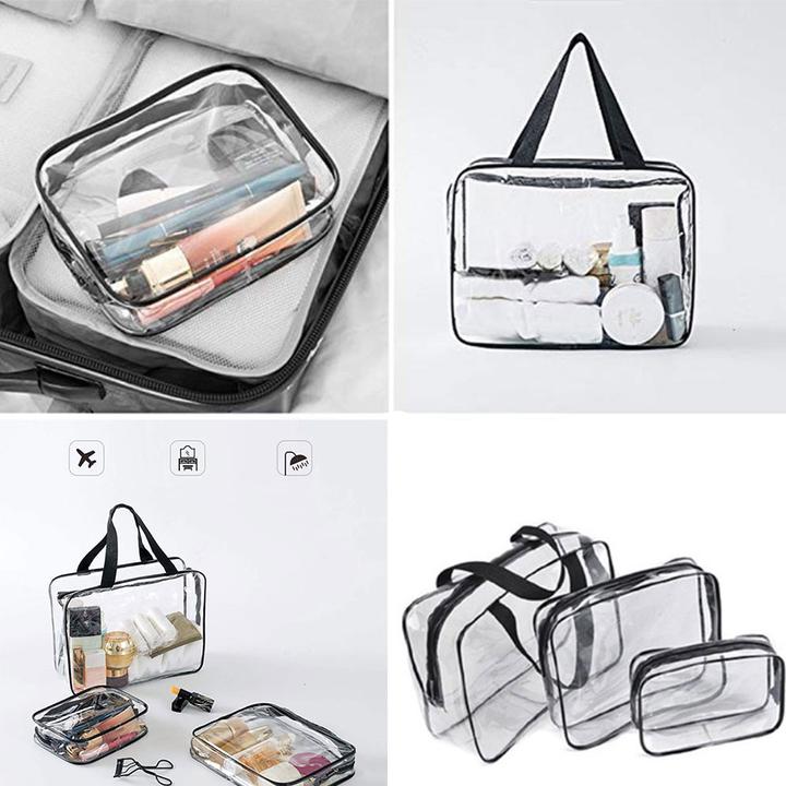 Image du produit Noya Kosmetik Make-Up Tasche (3er Set) – Transparenter Reise-Organizer mit Reissverschluss (1 l)