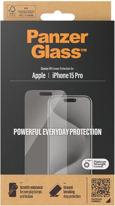 Produktbild PanzerGlass Screen Protector (1 Stück, Apple iPhone 15 Pro)