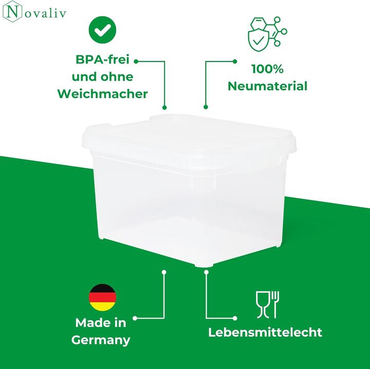 Produktbild Novaliv 6x Aufbewahrungsboxen mit Deckel klein 2 L transparente Nestbar stapelbare Plastikboxen mit (2 l)