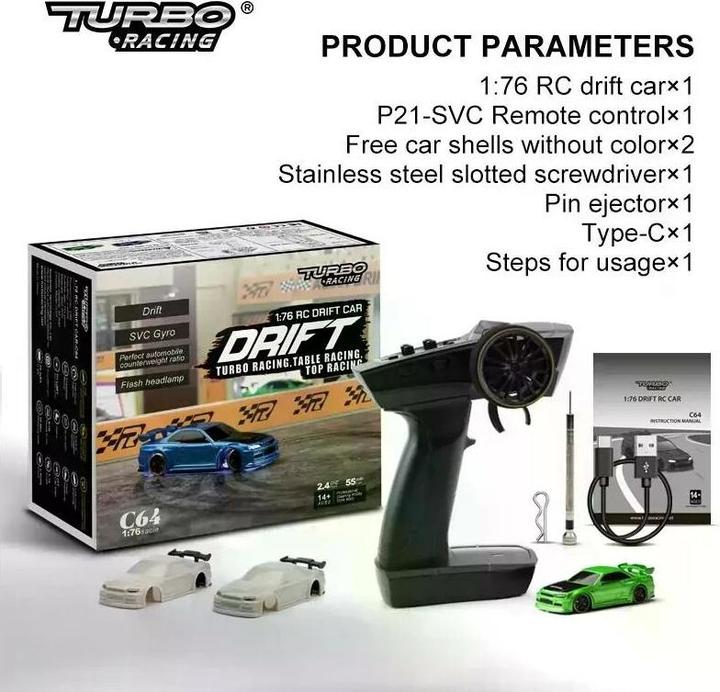 Produktbild Turbo Racing Micro Drift C64 (RTR Ready-to-Run)