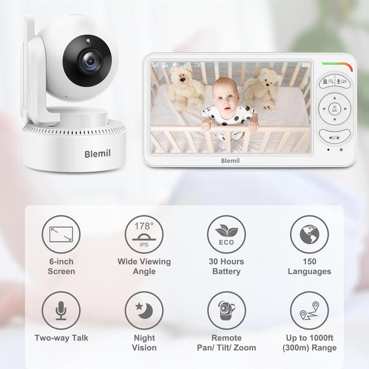 Actual product image Blemil Video Babyphone mit 2 Kameras und Split Screen (Video & Audio)
