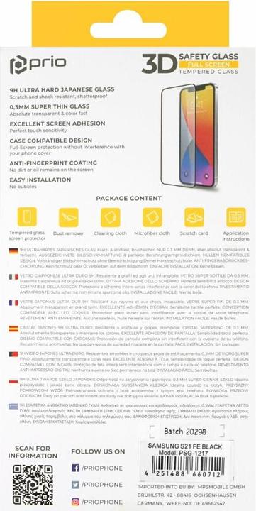 Image du produit prio Verre trempé 3D (1 pièce(s), Samsung Galaxy S21 FE 5G)