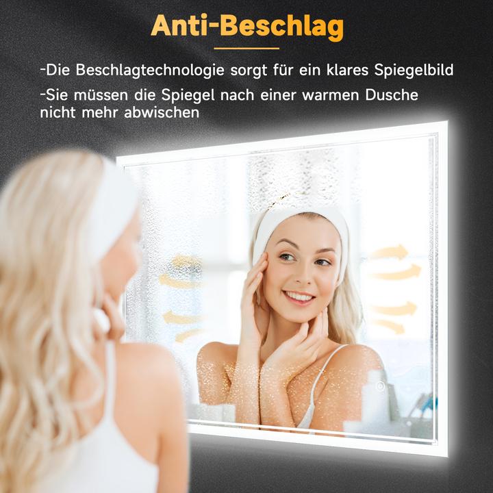 Image du produit SONNI Miroir de salle de bain LED, 70 x 50 cm, blanc froid, 6400 K, miroir mural, rectangulaire