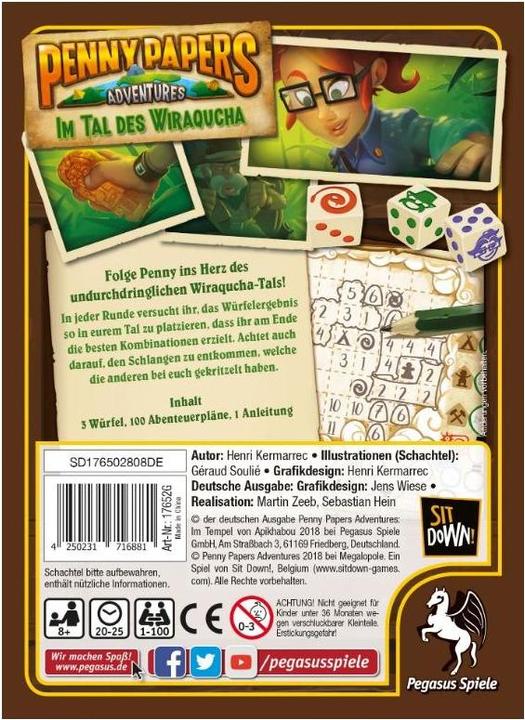 Produktbild Pegasus Im Tal des Wiraqucha, d Penny Papers Adventures, ab 8 Jahren, 1-100 Spieler (Deutsch)
