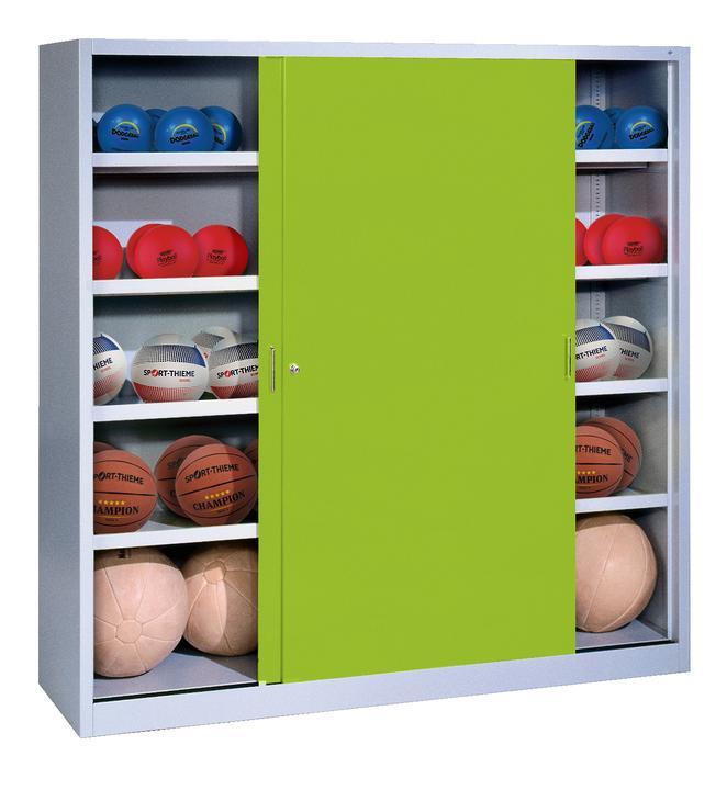 Image du produit C+P Armoire pour balles (hxlxp : 195x120x50 cm, avec portes coulissantes en tôle pleine, type 4)