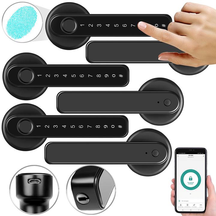 Actual product image VisorTech Door fittings with fingerprint scanner, PIN & app, set of 3 (Door set)