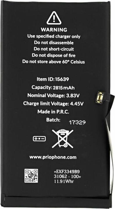 Produktbild prio Akku für Apple iPhone 12 / 12 Pro (Universal APN) (Akku, iPhone 12, iPhone 12 Pro)