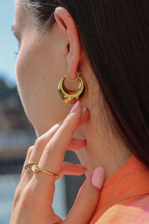 Produktbild Tara Style Bottega Hoop - Creolen (waterproof) (18k Edelstahl vergoldet, 100% wasserfest)