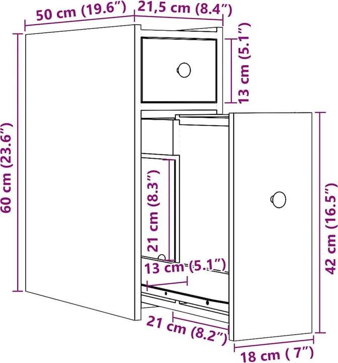 Produktbild VidaXL Badschrank Schmal mit Rollen