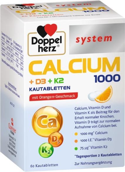 Image du produit Doppelherz Calcium 1000+D3+K2 system, 60 comprimés (60 pièce(s), Cachets)