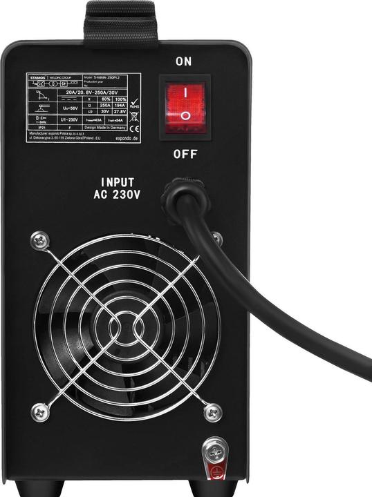 Produktbild Stamos Schweissgerät E Hand Elektroden mma Schlauchpaket 8 Meter LED Anzeige 250A