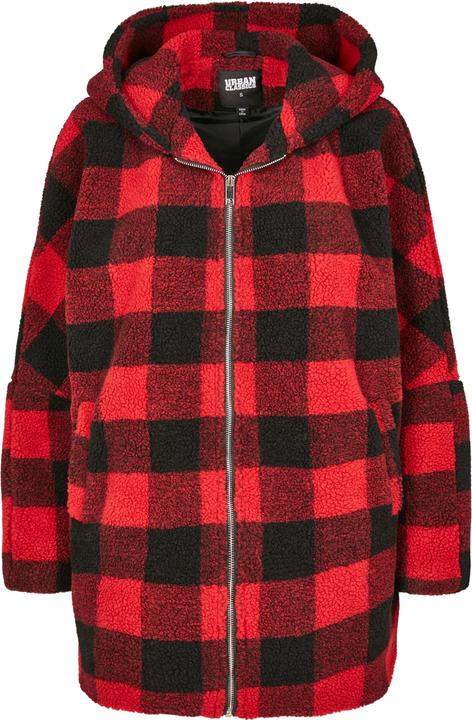Urban Classics Ladies Hooded Oversized Check Sherpa Jacket (S)