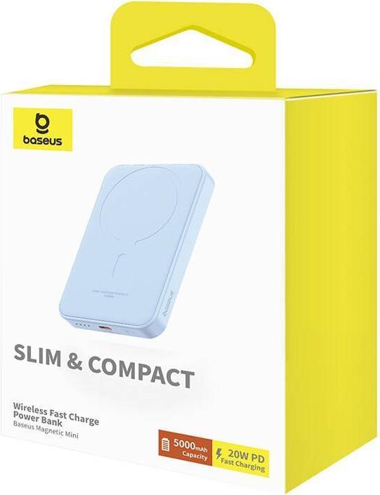 Actual product image Baseus mini power bank 5000mAh 20W + USB-C cable (20V/3A) - blue (5000 mAh, 20 W, 19.25 Wh)