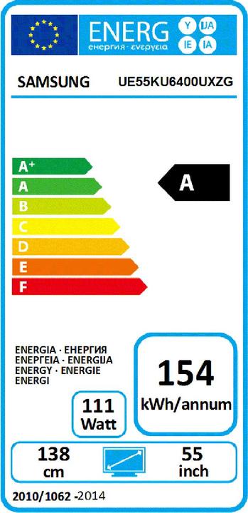 Label énergétique Samsung Ue55ku6400 (55", LCD, 4K, 2016)