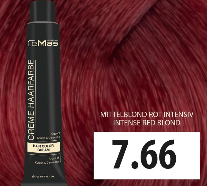 Actual product image FemMas 7.66) Hair Color Medium Blonde Red Intense 100ml